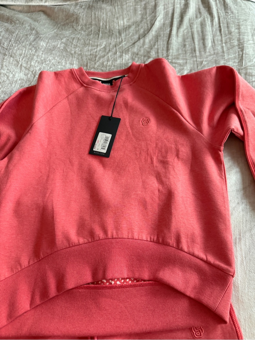 Women's Coral Crewneck Sweatshirt and sweat pants matching set.Brand: BOSS